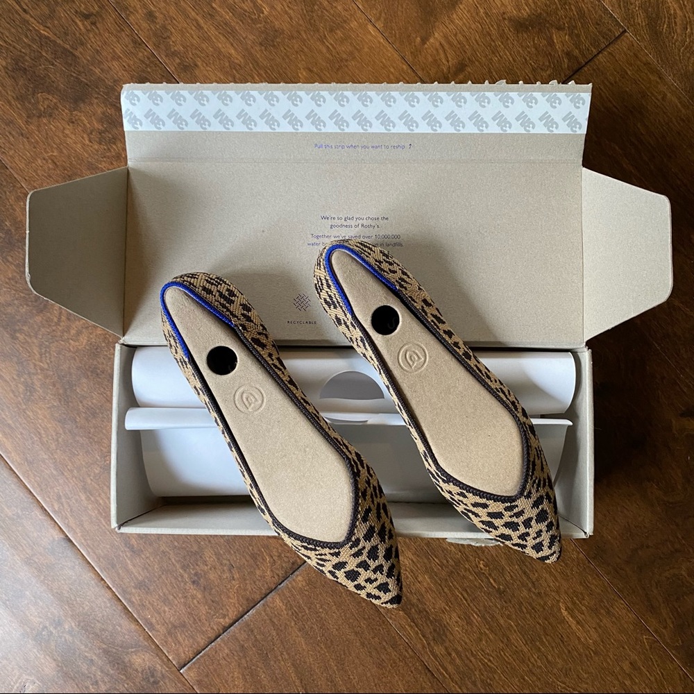 NEW IN BOX Rothy’s The Point Leopard Flats 5.5